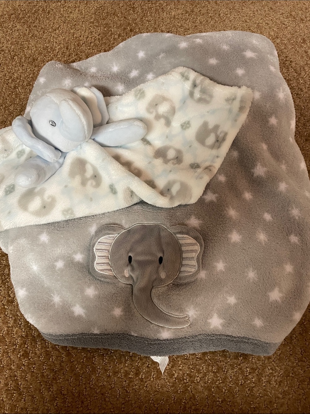 Parent's Choice Plush Baby Blanket & Lovey - Gray, White, Blue